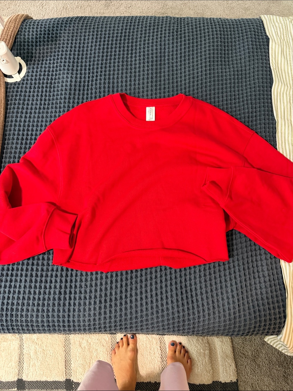 Fabletics Red Cropped Crewneck Sweatshirt
